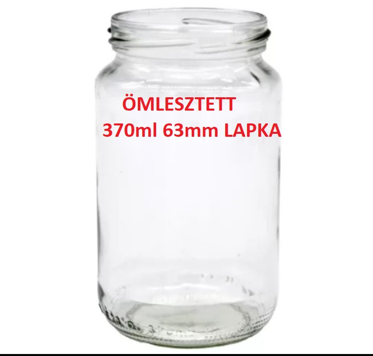 BEFŐTTES ÜVEG 370ml JAR (ÖMLESZETT)(63mm TETŐ) (30-as REKESZ 2 SOR/70 db)  BORÜV:KON37800 (B8)