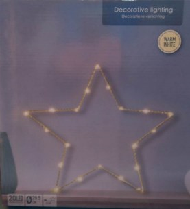 KARI ÉGŐ ABLAK CSILLAG ARANY VÉKONY 20 LED 29,5cm MELEGFEHÉR V:03720 KR