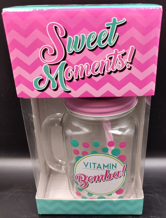 SZÍVÓSZÁLAS ÜVEG JAR 450ML VITAMIN BOMBA! V:49989 KRR