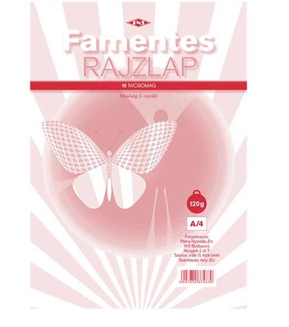 RAJZLAP A4 FAMENTES 120gr 10db-OS (ZACSIBAN) V:974 25csg/PAPÍR CSOMAGOLÁS NONAME P0018-2006 PÁTRIA (ISK2024)