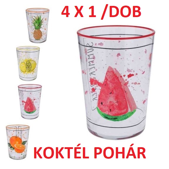 POHÁR ÜVEG 510ml GYÜMÖLCS MINTÁS (CSAK 4x1) / DOBOZ (DB ÁRAS) (TERM:V:471) V:21464 16/# ENGER