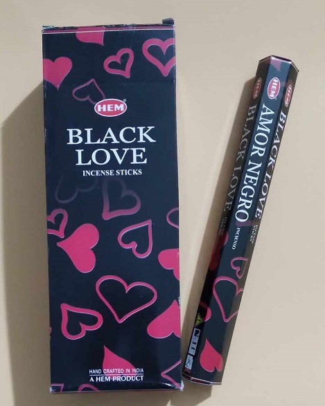 FÜSTÖLŐ PÁLCA HATSZÖG 20 SZÁLAS BLACK LOVE-AMOR NEGRO  VALENTIN VAGY SZERELMES HEM NTT KR