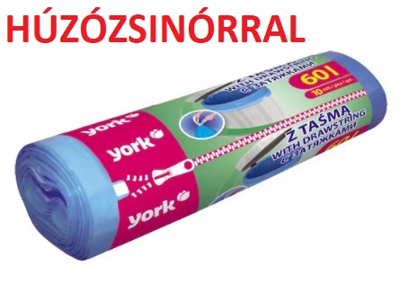 SZEMETESZSÁK HÚZÓZSINÓRRAL KÉK 60 LITER 59x64cm 10/ROLL ENGER V:108093 < GYD-YORK