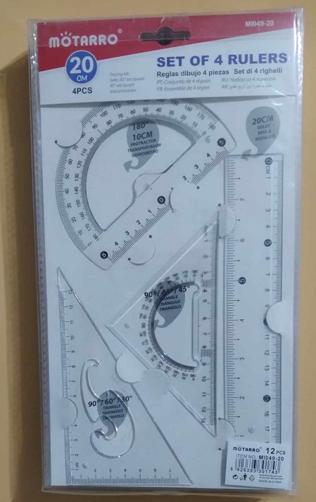 VONALZÓ SZETT 20cm 4 X 1 FÉLE 12/ÁTL.DOB. MI049-30-20 TORCH (-10)