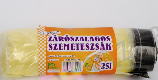 SZEMETESZSÁK ZÁRÓSZALAGOS 65x70cm 60 L 15db-OS/ROLL V:910529 GYD-1001Á