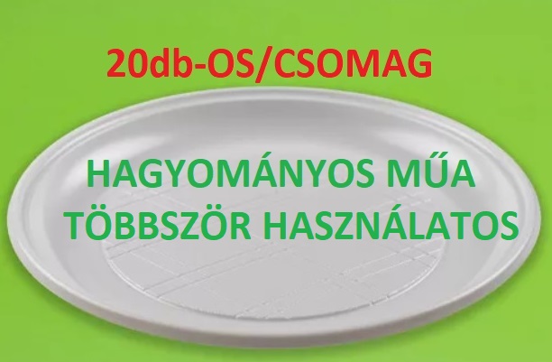 ELDOBHATÓS LAPOS TÁNYÉR 22cm TÖBBSZÖRHASZNÁLATÓS MŰA 20db-OS 11100182 (10x100 kicsom) BUNZL