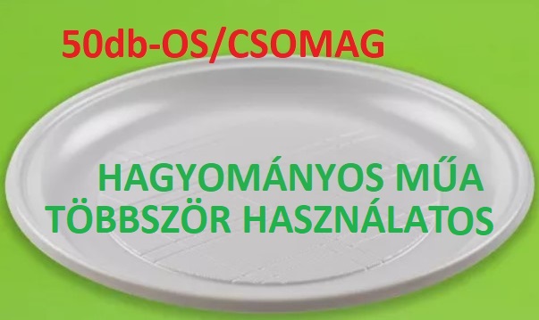 ELDOBHATÓS LAPOS TÁNYÉR 22cm TÖBBSZÖRHASZNÁLATÓS MŰA 50db-OS 11100182 (10x100 kicsom) BUNZL