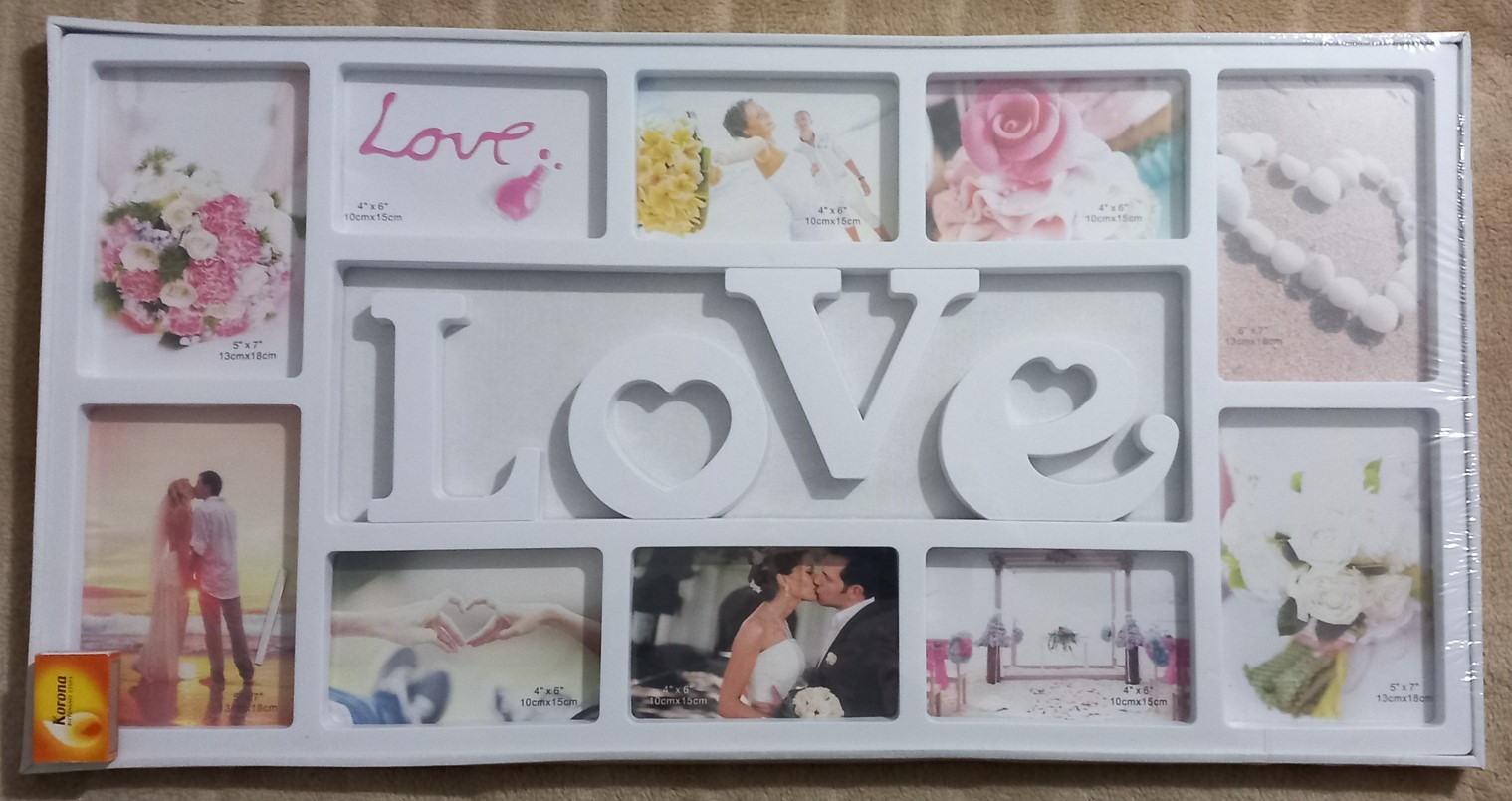 KÉPKERET CSALÁDI FEHÉR LOVE 74x38cm 4x(13x18) 6x(10x15cm) JS123090 V:577 KRR