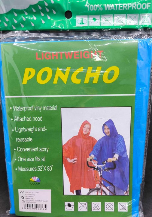 ESŐKABÁT FELNŐTT PONCHO KÉK 130x200cm V:374 17-108 WSI 