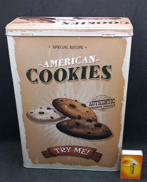 FÉM DOBOZ SZÖGLETES AMERICAN COOKIES 19x8x26,5cm HU54 V:0380 BÁTH 