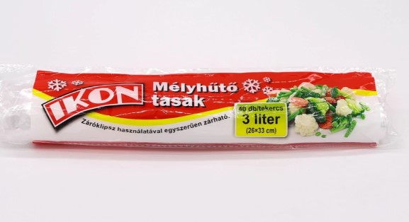 ZACSKÓ IKON VÍZTISZTA MÉLYHŰTŐS 3L 26x33cm 40db/roll 10db/csomag V:08828 DEV