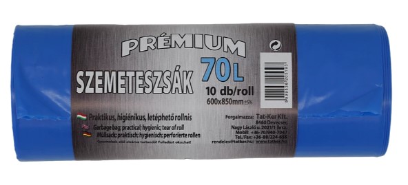 SZEMETESZSÁK KÉK PRÉMIUM 70 LITER 60x85cm 10/ROLL V:05193 DEV