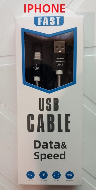 KÁBEL USB-IPHONE GYORSTÖLTŐ 85cm 2,4A FAST 1/DOB V:740 WSI 21-100