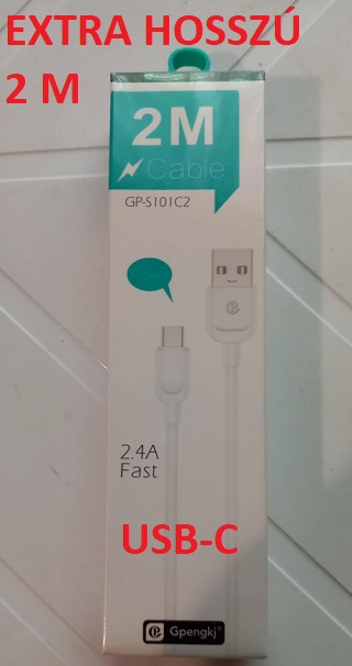 KÁBEL USB-C GYORSTÖLTÖ TELEFON KÁBEL 2,4A EXTRA HOSSZÚ 200cm 1/DOB GPENGKJ V:405 WSI 24-590