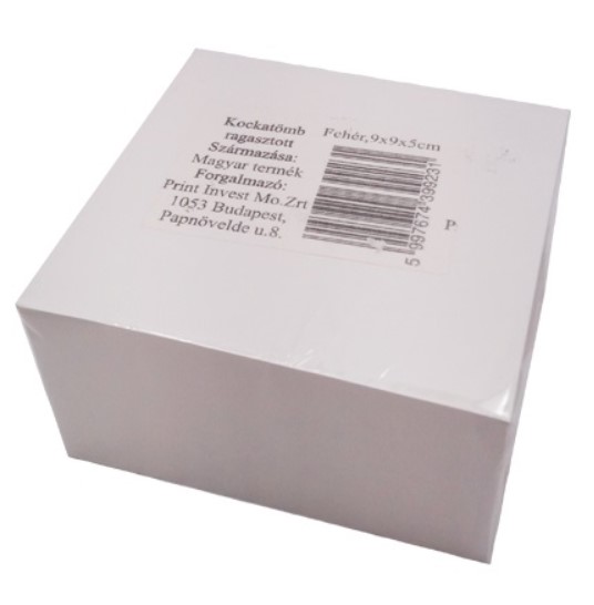 KOCKATÖMB 9x9x5cm 300 LAP FEHÉR RAGASZTOTT V:   P1131-0486 24/DOB. PÁTRIA