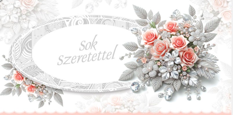 BORÍTÉK ÜDVÖZLŐLAP ESKÜVŐS SOK SZERETETTEL  0db/ 11x22cm V:20048 KRR