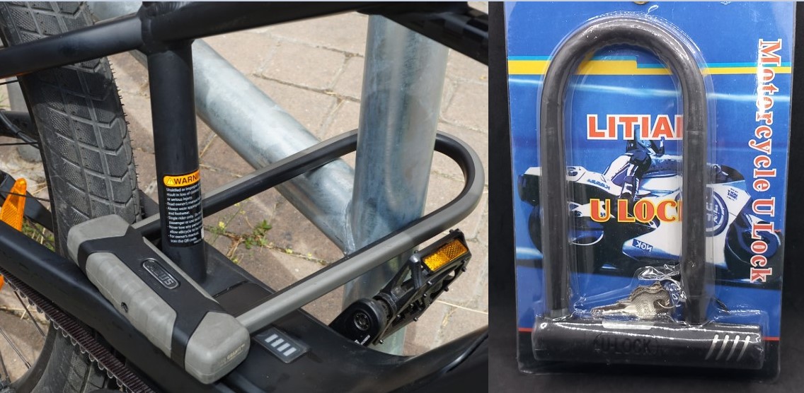 KERÉKPÁRZÁR+MOTOR U ALAKÚ FEKETE KULCSOS 20mm/20cm 19-609 V:19400 WSI 