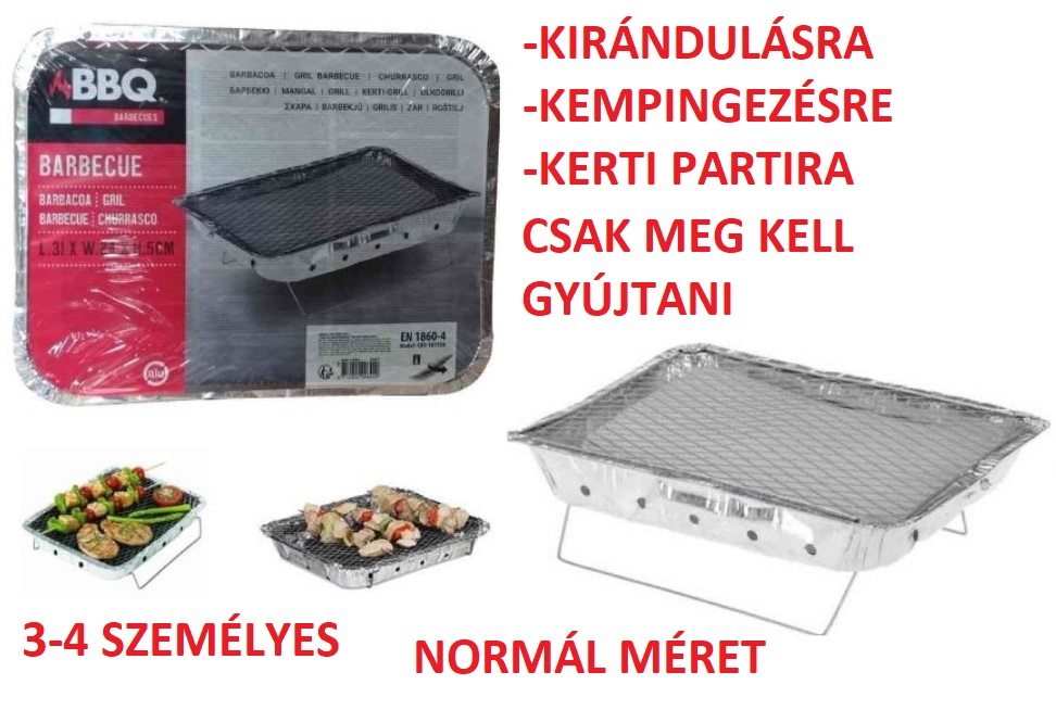 BBQ INSTANT GRILLEZŐ SZÉNNEL NORMÁL MÉRET 31x24x5cm 8/KARTON V:996449 ENGER