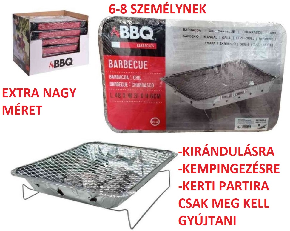 BBQ INSTANT GRILLEZŐ SZÉNNEL EXTRA MÉRET 31x48x6cm 7/KARTON V:201185 ENGER