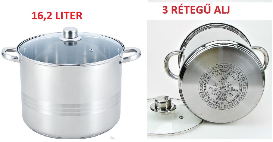 FAZÉK INOX+FEDŐ ROYALTY LINE RL-SP4 16,2 LITER (SET) ALBÁN